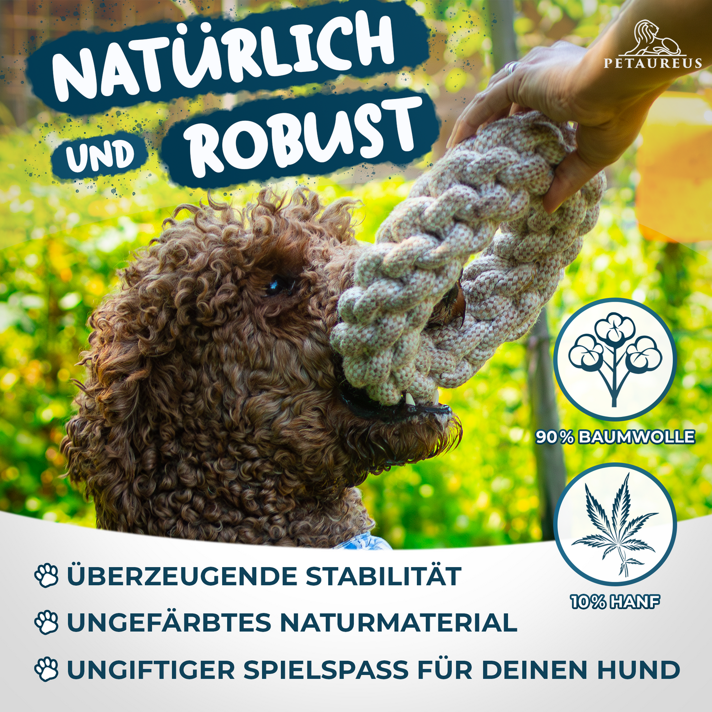 Premium Hundespielzeug Große Hunde 3er-Set: Robustes Spielzeug aus Baumwolle & Hanf