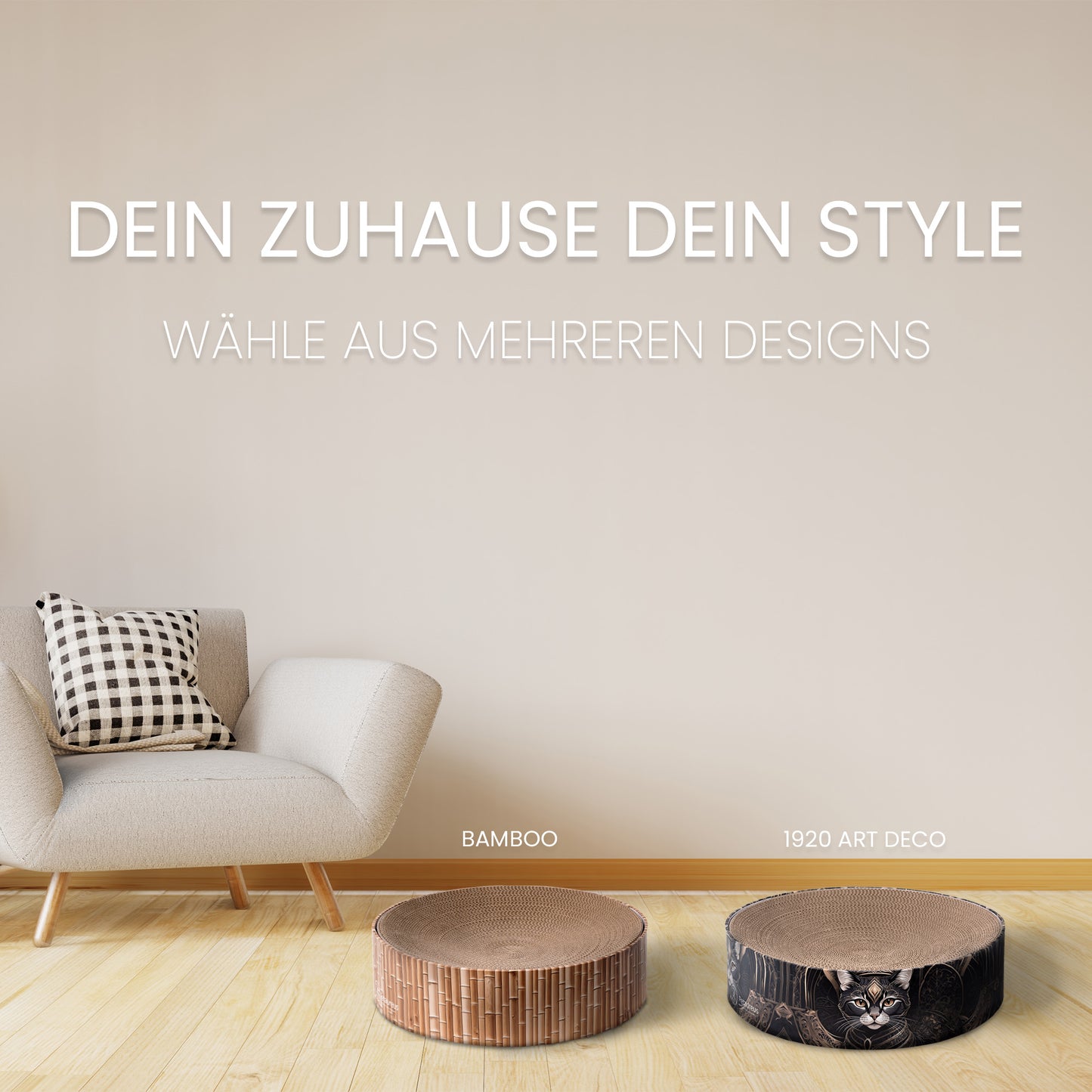 Kratzmöbel für Katzen stilvoller Ruheplatz aus Karton - Design "1920s Art Deco Luxe"