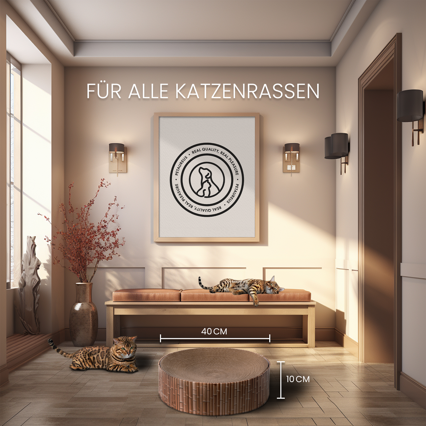 Kratzmöbel für Katzen stilvoller Ruheplatz aus Karton - Design "Bamboo"
